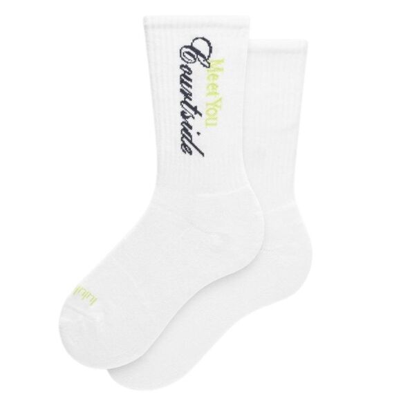 Lululemon Unisex Daily Essential Crew Socks Tennis Club White/Sour Grape L - Picture 1 of 9